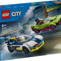 60415 LEGO  City Policijas auto un jaudīgā auto pakaļdzīšanās